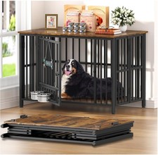 42" Dog Crate Furniture Foldable, No Assembly Decorative Dog Kennel Indoor,Large