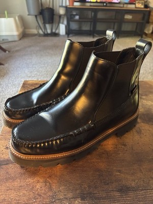 G.H. Bass Black Moc Toe Chelsea Boots, Size 9.5M