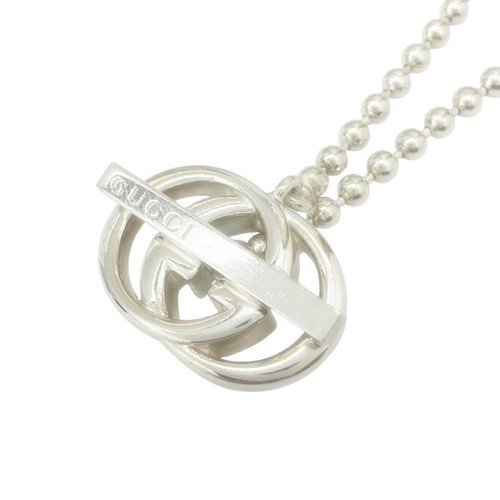 GUCCI Toggle Double G Ball Chain Interlocking G Necklace Silver 925 GG with box
