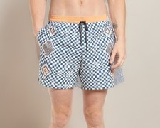 Roark Men  s 16  Shorey Board Shorts Size Large Blue Orange Mosaic 5.5 Inseam EUC