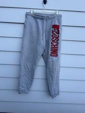 H MOSCHINO Gray Jogger Pants Women's Size S Drawstring Pockets Tapered Leg