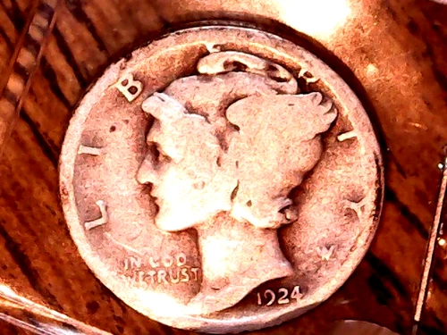 1924-S  SILVER MERCURY DIME - GRADES "GOOD"