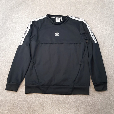Adidas Mens Sweatshirt Medium Black Jumper Trefoil Firebird SST Originals Taped