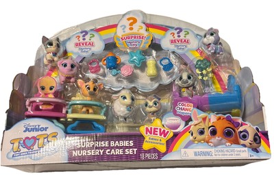 Disney Junior T.O.T.S. Surprise Babies Nursery Care Set Glitter Baby New