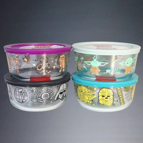4pc PYREX STAR WARS SPECIAL EDITION 4 CUP STORAGE BOWLS + LIDS - NEW