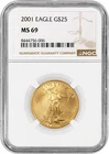 2001 $25 1/2 oz Gold American Eagle NGC MS69 Gem Uncirculated Coin