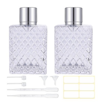 Gsteng 100ml/3.4oz Glass Perfume Atomizer Bottles, 2pcs Refillable Clear 