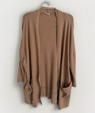 Pact Airplane Open Front Wrap Cardigan 100 Organic Cotton Oversized M/L Tan