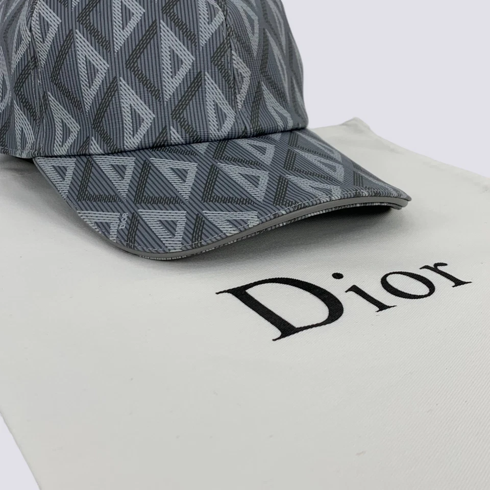 Cappello berretto baseball Dior CD Diamond cotone tela grigio rivestito taglia M - Immagine 2 di 4