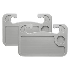 2 Pcs 2 in 1 Car Steering Wheel Tray HDPE Car Food Trays Wheel Under Table, Grey