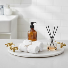 Elegant Marble Tray with Gold Handles - Stylish Home Organizer and Decor