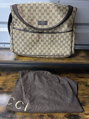 Gucci Diaper Bag Monogram Baby Shoulder Crossbody Canvas Brown GG 