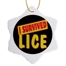 3dRose I Survived Lice Funny Pride Humor 3" Porcelain Snowflake Ornament