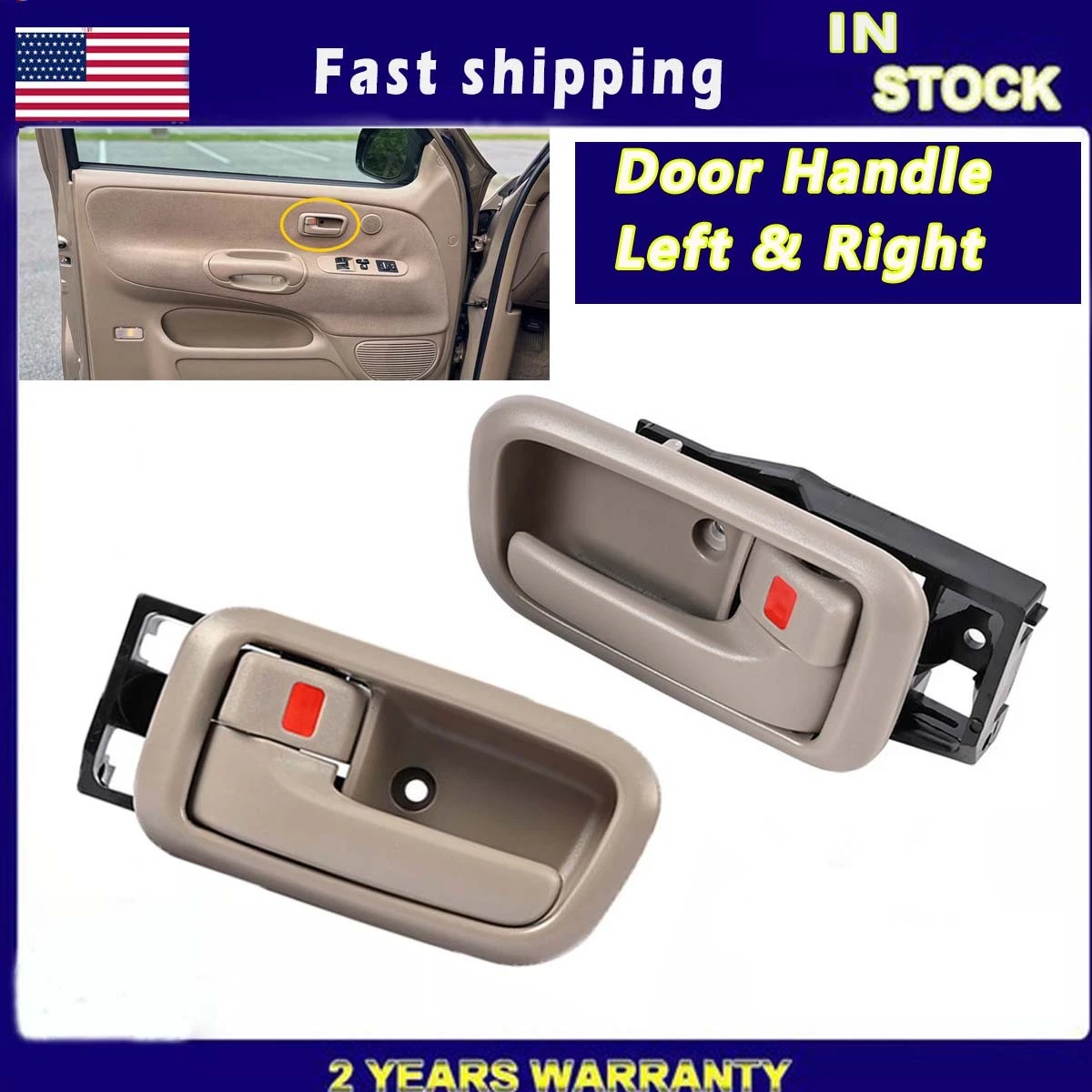 Exterior Door Handle For 2000-2006 Toyota Tundra Front Passenger Black Plastic