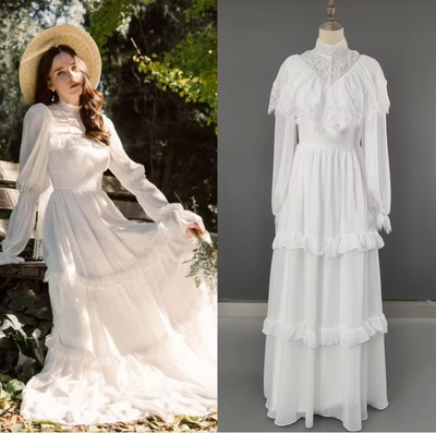 Anniente Women's White Chiffon Maxi Dress - Short Sleeve A-Line With Pockets & Ruffle - View #4