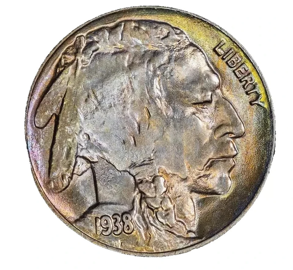 1938 D Buffalo Nickel PCGS MS67 Toned -BEAUTIFUL COIN - SEE STORE WW1-WW2 MEDALS - Image 2 of 4