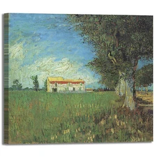 Van Gogh Farm Design Picture Print Canvas Painting Frame Home Decor
