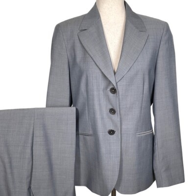 Zanella Suit Set Women 10 34W 31L Bluish Gray Tracy Career Classic Italian Wool