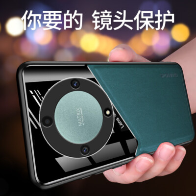 For Honor Magic5 Lite, Luxury Shockproof Magnetic PU Leather Acrylic Case Cover