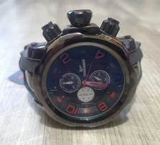 Mens Oversize Watch Tecno Sport IP Gun Plated Black Hard Silicone Band 8580