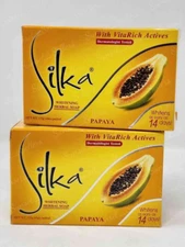 Silka Whitening Herbal Papaya Soap with VitaRich Actives 135g (Lot of 2)