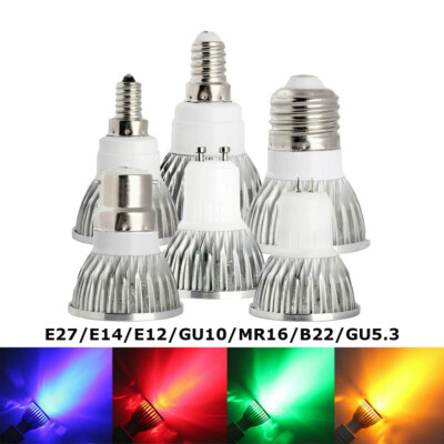 4 Colors COB LED Spot Light Bulb E27 E12 E14 GU10 MR16 6W 9W 12W Spotlights ERM