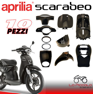 APRILIA SCARABEO 50 1998 1999 2000 2001 KIT CARENE COMPLETO 10 PEZZI NERO  LUCIDO | eBay