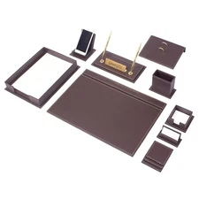 Vega Leather Desk Set with 13 Accessories- Desk Storage Organizer Set- 13 PCS