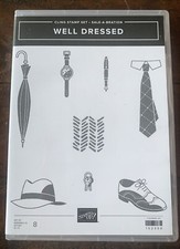 Stampin Up WELL DRESSED Stamp set, Masculine, Hat, Tie, Umbrella, Keys