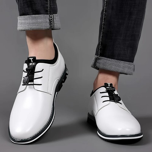 Men Business Casual Shoes Lace Up Leather Oxfords Waterproof Flat Dress Shoes - Picture 21 of 25