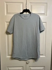 BYLT Drop Cut T Shirt Size L Large Lux Blue White Polka Dot Mens Short Sleev