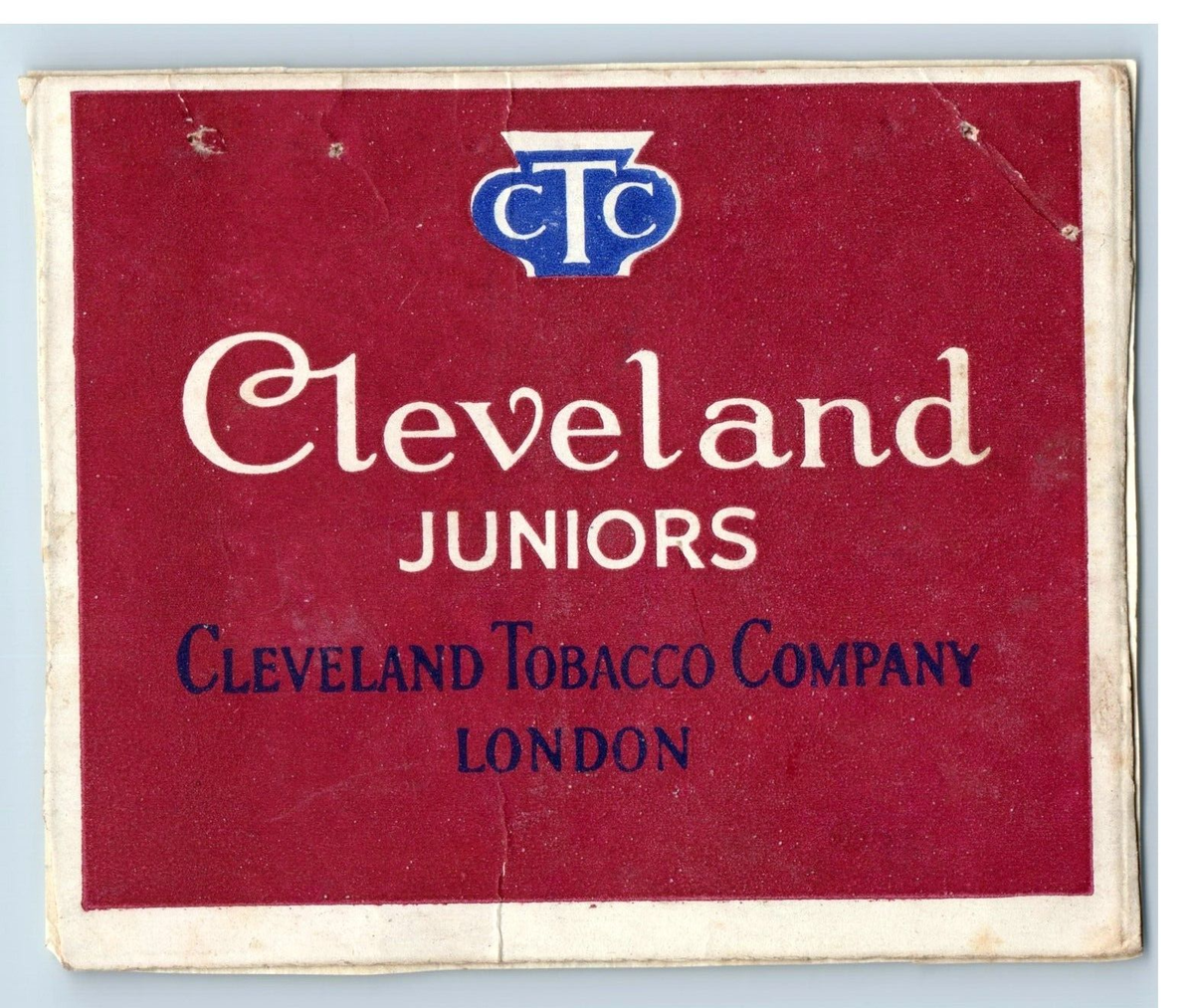 Vintage Cleveland Juniors Cut Empty Cigarette Pack Label F147E