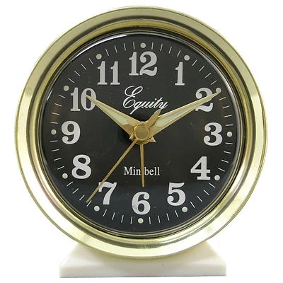 12020 Equity by La Crosse Wind-Up Bell Brass Metal Case Analog Alarm Clock