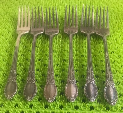 Oneida PARK LANE CHATELAINE DOWRY Silverplate 6 Dinner Forks 1957 Flatware 7 1/2