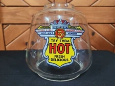 Silver King or Hot Nut Hand Blown Gumball/Peanut Globe with 5c Hot Fresh Decal