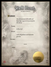 Martial Art Certificates - Tiger / Dragon Belt Rank Certificate - Pack of 10