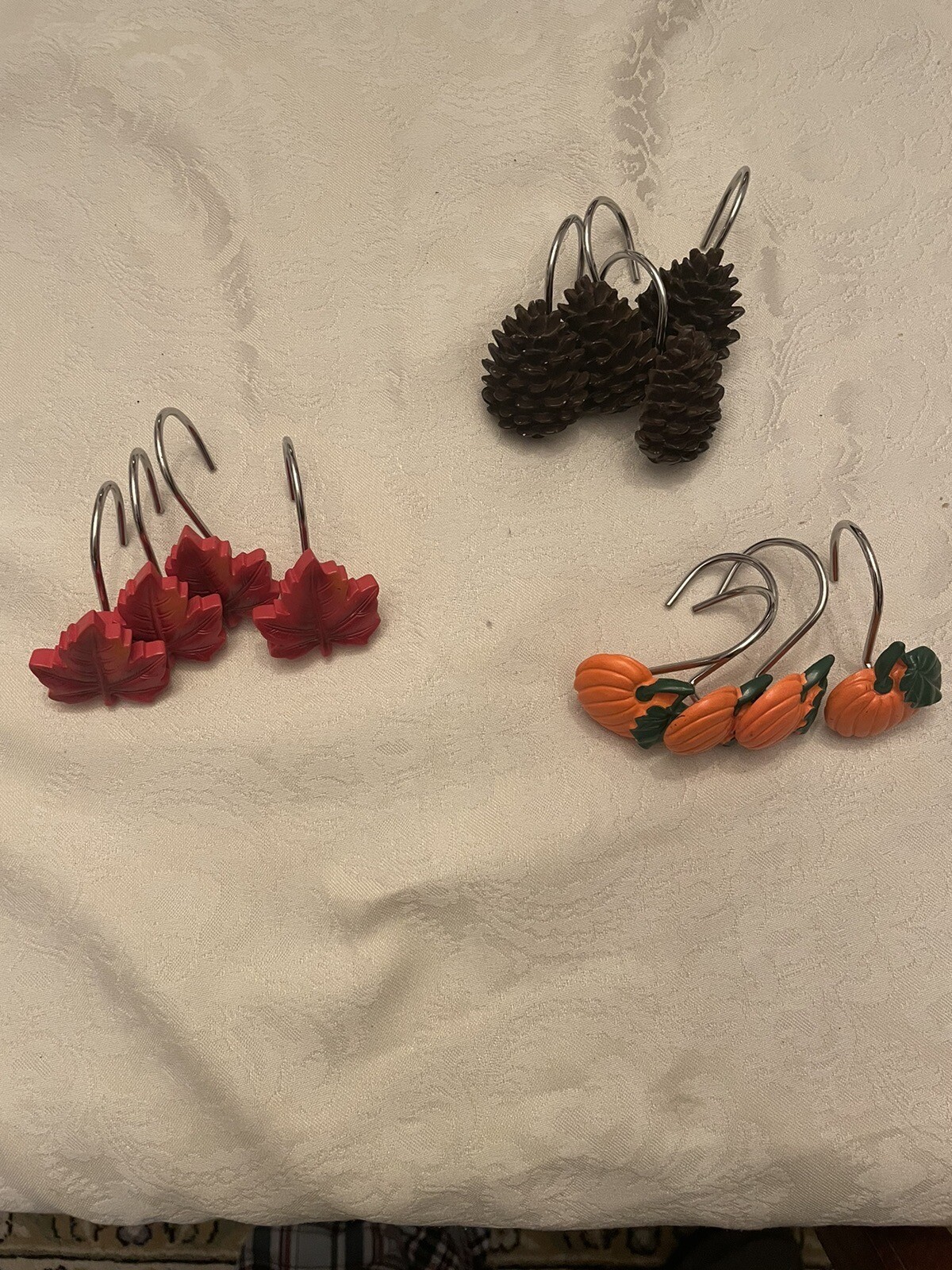 12 Piece Fall Shower Curtain Hooks Pumpkin Pine Cone Leaf New eBay