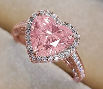 #ad 8.60 Ct Certified Heart Shape Natural Pink Diamond Ring VVS1 Rose Gold Finish $236.13