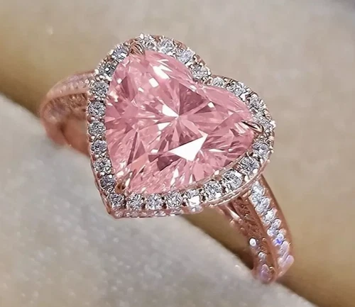 7.00 Ct Certified Heart Shape Natural Pink Diamond Ring VVS1 Rose Gold Finish