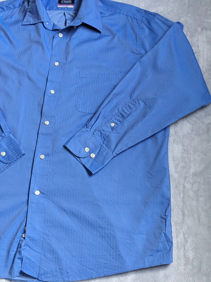 Chaps Essentials Wrinkle Resistant Blue Dress Shirt XL 17-17 1/2 - Image 3 of 4
