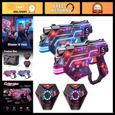 Laser Tag Guns Set of 2 with LED Vests  Dynamic Barrel  Outdoor Fun for Ages 8