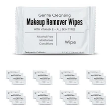 Bulk Makeup Remover Wipes | 50 Count | Individually Wrapped, Gentle Cleansing, A