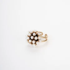 Victorian Style Adjustable Cocktail Ring - Handmade White Pearls Tuscany