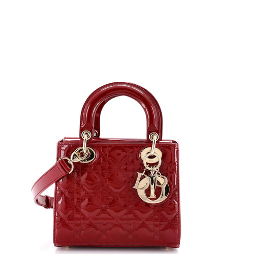 Christian Dior Lady Dior Bag Cannage Quilt Patent Small