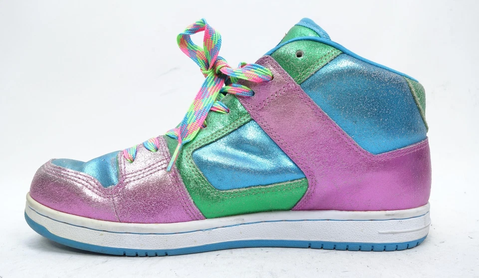 DC Shoes Manteca 2 Mid Shoes Womens Size 9 Metallic Multi Rainbow Laces 301950 - Image 2 of 4