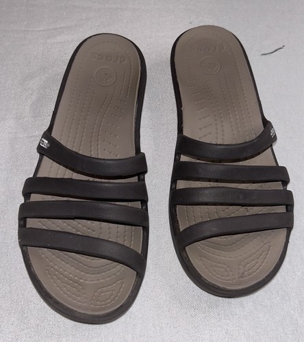 Crocs Rhonda Low Wedge 4 Strap Sandal Brown Women’s Size 7