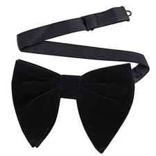  Men Pre-Tied Oversized Big Velvet Bow Tie Pocket Black Velvet Bow Tie 1 Pack