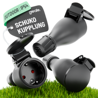Greate 3X Schuko Kupplung 230V Aussenbereich IP54 - Schukosteckdose