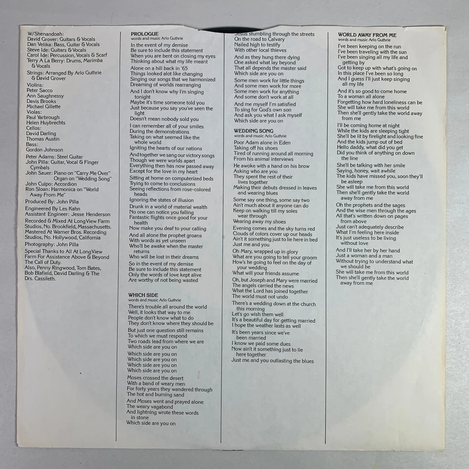 Arlo Guthrie Shenandoah Outlasting the Blues LP Vinyl 1979 Warner Bros BSK 3336 - Imagem 3 de 4