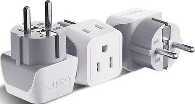 Ceptics Schuko Germany France Dual Input Ultra Compact Travel Adapter White